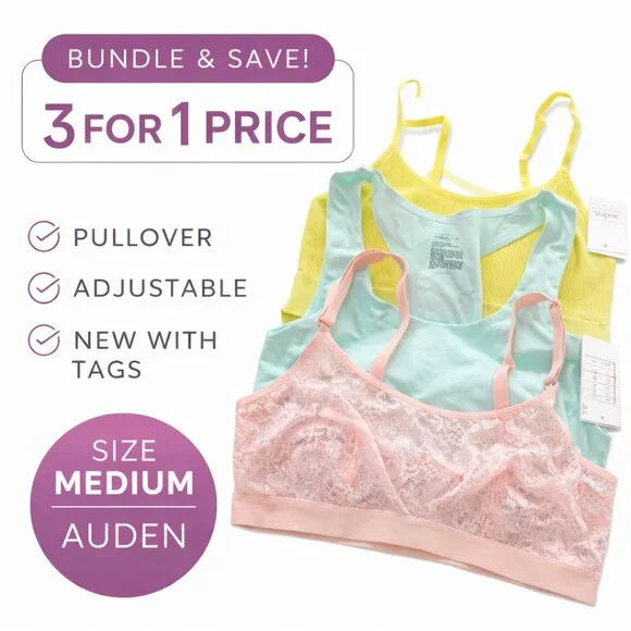 Auden Bra (Bralette) Bundle 3pc NWT Size Medium Pullover Style - Picture 2 of 12